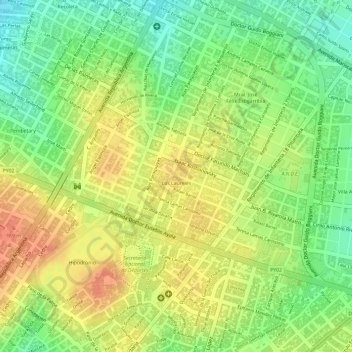 Mapa topográfico Los Laureles, altitud, relieve