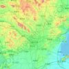 Mapa topográfico Linyi, altitud, relieve