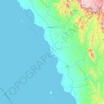 Mapa topográfico Al Qunfudhah, altitud, relieve
