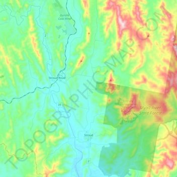 Mapa topográfico Stroud, altitud, relieve