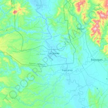 Mapa topográfico Las Nieves, altitud, relieve