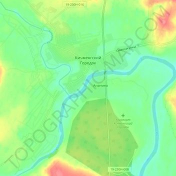 Mapa topográfico Кичменгский Городок, altitud, relieve