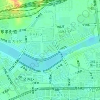 Mapa topográfico 金华建筑艺术公园, altitud, relieve
