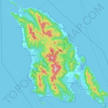 Mapa topográfico เกาะช้าง, altitud, relieve