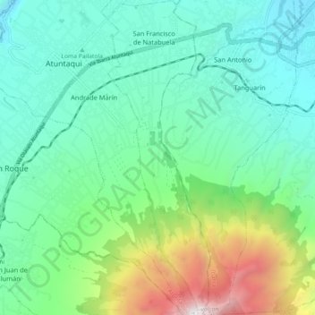 Mapa topográfico Natabuela, altitud, relieve