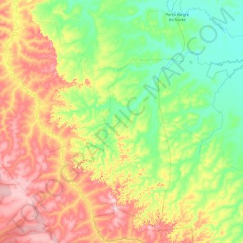 Mapa topográfico Canabrava do Norte, altitud, relieve