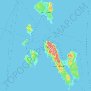 Mapa topográfico Islas Desertores, altitud, relieve