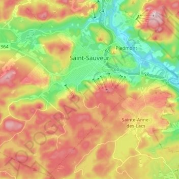 Mapa topográfico Saint-Sauveur, altitud, relieve