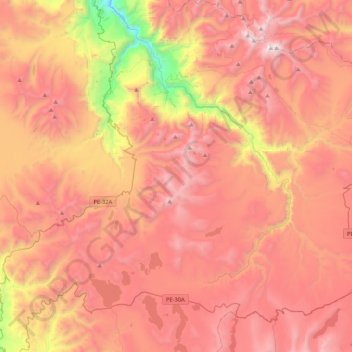 Mapa topográfico Chipao, altitud, relieve