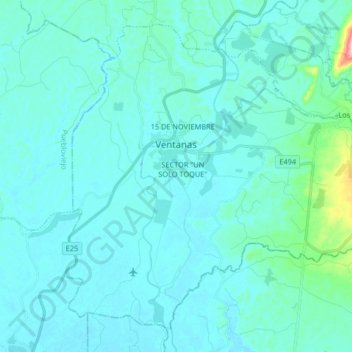 Mapa topográfico Ventanas, altitud, relieve