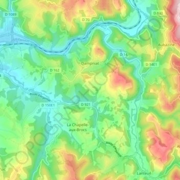 Mapa topográfico Dampniat, altitud, relieve