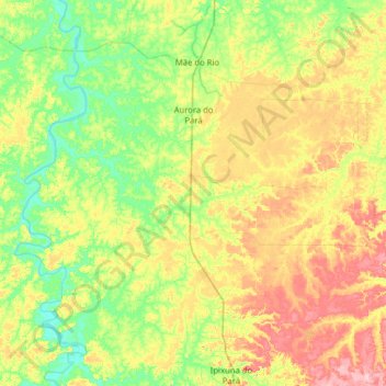 Mapa topográfico Aurora do Pará, altitud, relieve