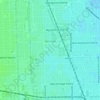 Mapa topográfico Hermosa, altitud, relieve