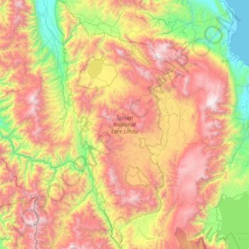 Mapa topográfico Lore Lindu National Park, altitud, relieve