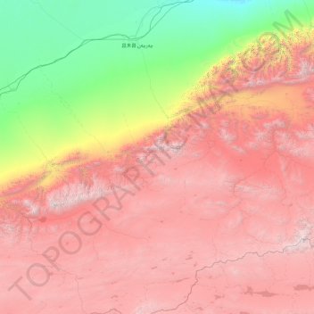 Mapa topográfico 库拉木勒克乡, altitud, relieve