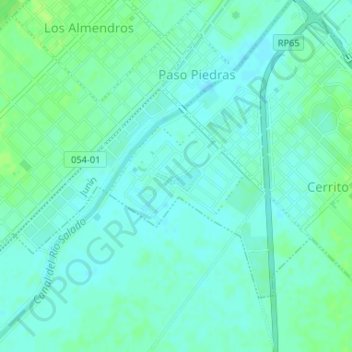Mapa topográfico Costa Verde, altitud, relieve