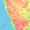 Mapa topográfico Karnataka, altitud, relieve