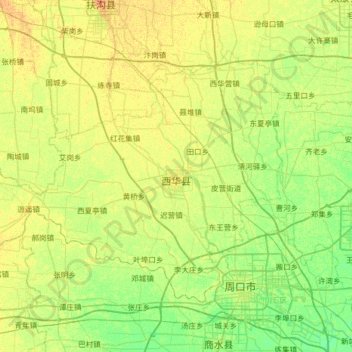 Mapa topográfico Xihua County, altitud, relieve