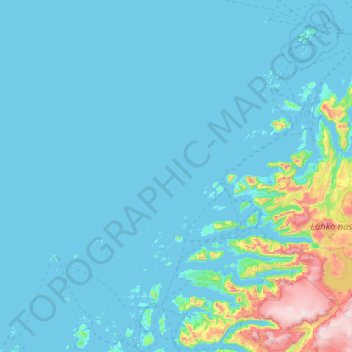 Mapa topográfico Meløy, altitud, relieve