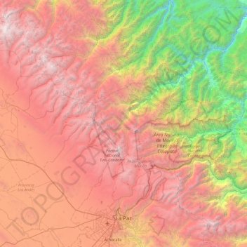 Mapa topográfico La Paz, altitud, relieve