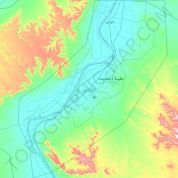Mapa topográfico Luxor, altitud, relieve