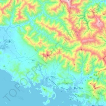 Mapa topográfico Païta, altitud, relieve
