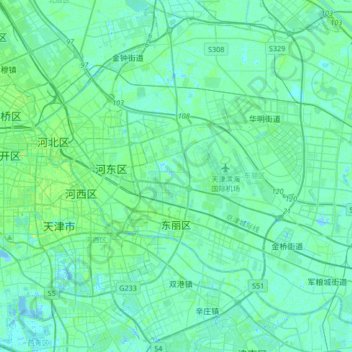 Mapa topográfico 东丽区, altitud, relieve