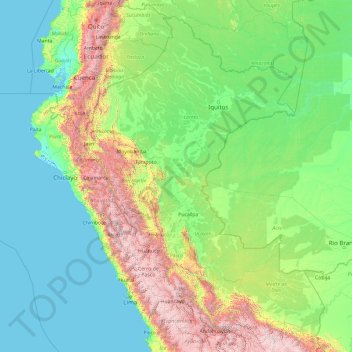 Mapa topográfico Peru, altitud, relieve