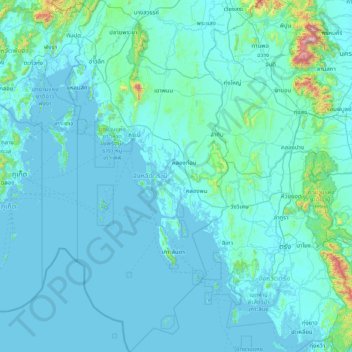 Mapa topográfico Provinz Krabi, altitud, relieve