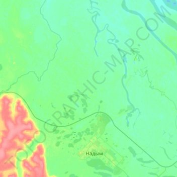 Mapa topográfico Надым, altitud, relieve