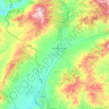 Mapa topográfico Kahramankazan, altitud, relieve