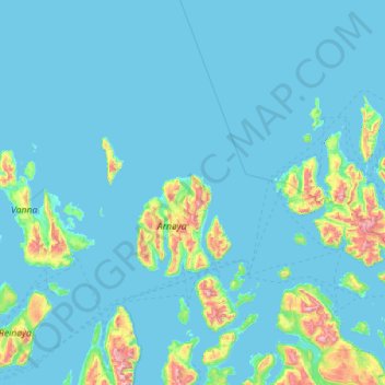 Mapa topográfico Skjervøy, altitud, relieve