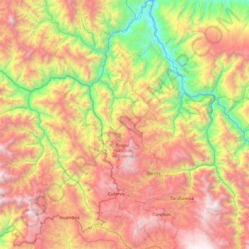 Mapa topográfico Cutervo, altitud, relieve