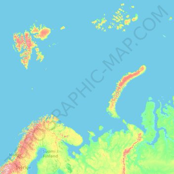 Mapa topográfico Архангельская область, altitud, relieve