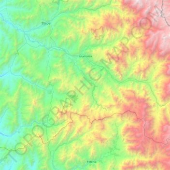 Mapa topográfico Salamanca, altitud, relieve