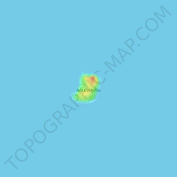 Mapa topográfico Isla Cochinos, altitud, relieve