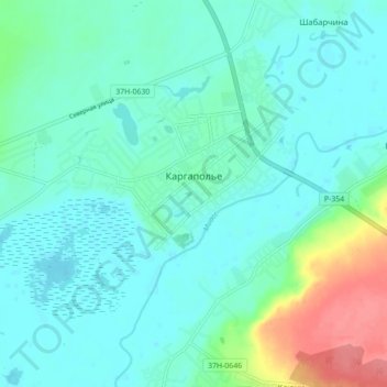Mapa topográfico Каргаполье, altitud, relieve