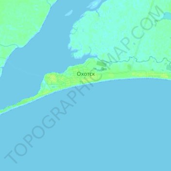 Mapa topográfico Охотск, altitud, relieve