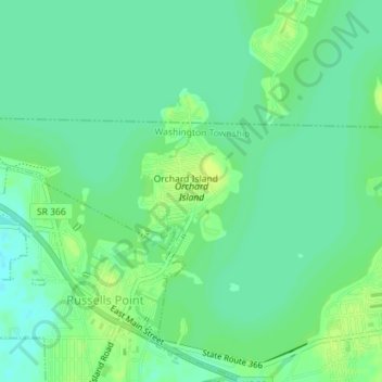 Mapa topográfico Orchard Island, altitud, relieve