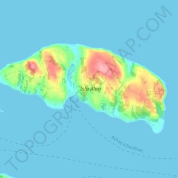 Mapa topográfico Isla Alao, altitud, relieve