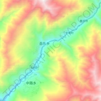 Mapa topográfico Xiaojin River, altitud, relieve