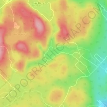 Mapa topográfico Lac Mooney, altitud, relieve