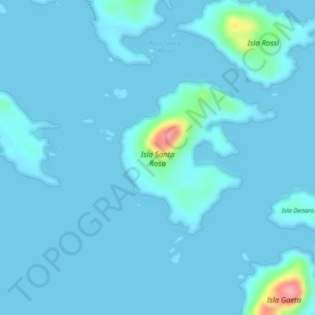 Mapa topográfico Isla Santa Rosa, altitud, relieve