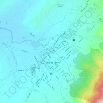 Mapa topográfico Villa de Leiva, altitud, relieve