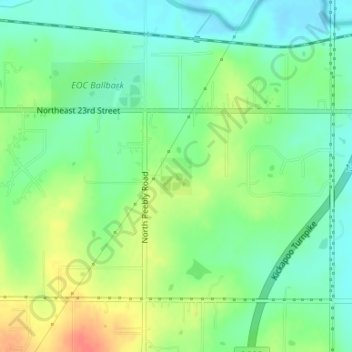 Mapa topográfico Waner Park, altitud, relieve