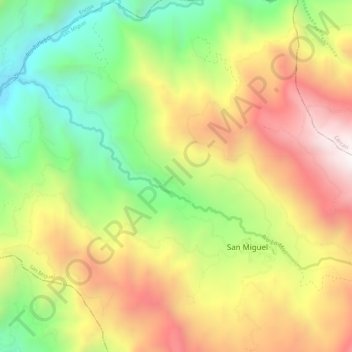 Mapa topográfico Río La Miel, altitud, relieve