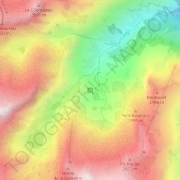 Mapa topográfico Refuge de Larribet, altitud, relieve