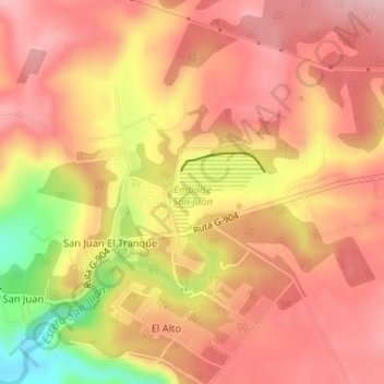 Mapa topográfico Embalse San Juan, altitud, relieve
