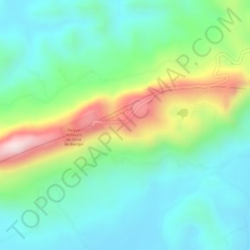 Mapa topográfico Serra da Barriga, altitud, relieve