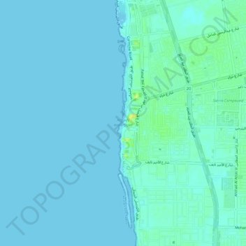Mapa topográfico ROSHN Waterfront, altitud, relieve